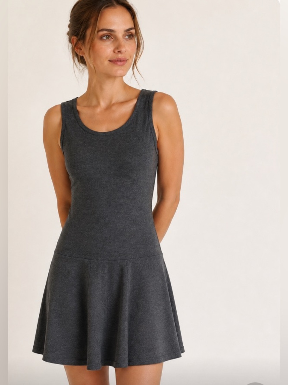 SMART SET Charcoal Gray Sleeveless Fit-and-Flare Mini Dress